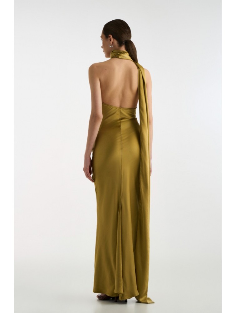 STUDIO 83 Satin Long Dress Lime