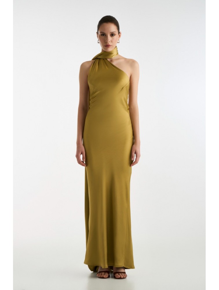 STUDIO 83 Satin Long Dress Lime