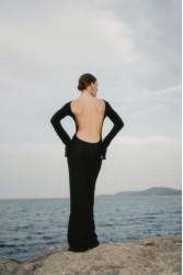 STUDIO 83 Sifnos Black Maxi Dress Μάξι Μαύρο Φόρεμα