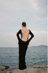 STUDIO 83 Sifnos Black Maxi Dress Μάξι Μαύρο Φόρεμα