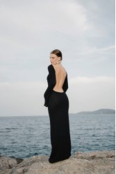 STUDIO 83 Sifnos Black Maxi Dress Μάξι Μαύρο Φόρεμα