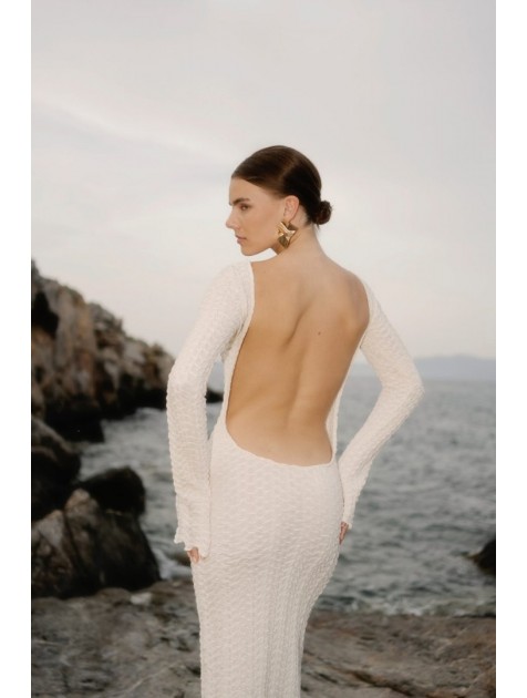 STUDIO 83 Sifnos White Maxi Dress Μάξι Λευκό Φόρεμα