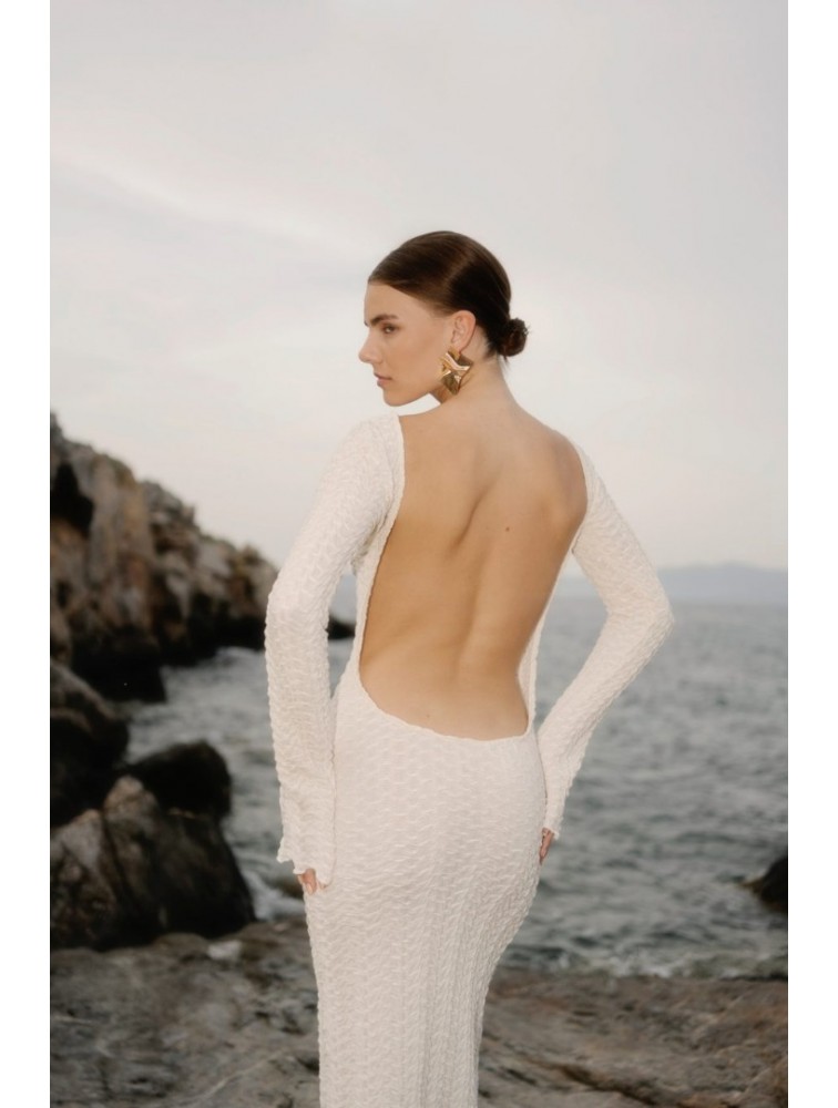 STUDIO 83 Sifnos White Maxi Dress Μάξι Λευκό Φόρεμα