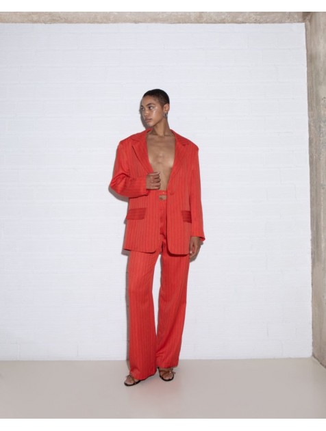 STUDIO 83 Skylar Blazer Orange Πορτοκαλί Μπλέιζερ με ρίγες