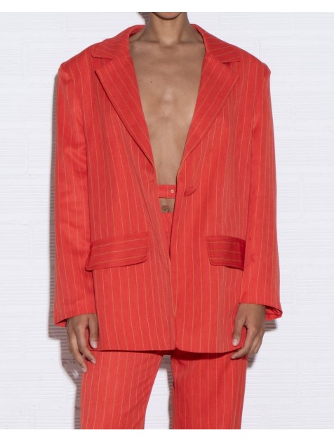 STUDIO 83 Skylar Blazer Orange Πορτοκαλί Μπλέιζερ με ρίγες