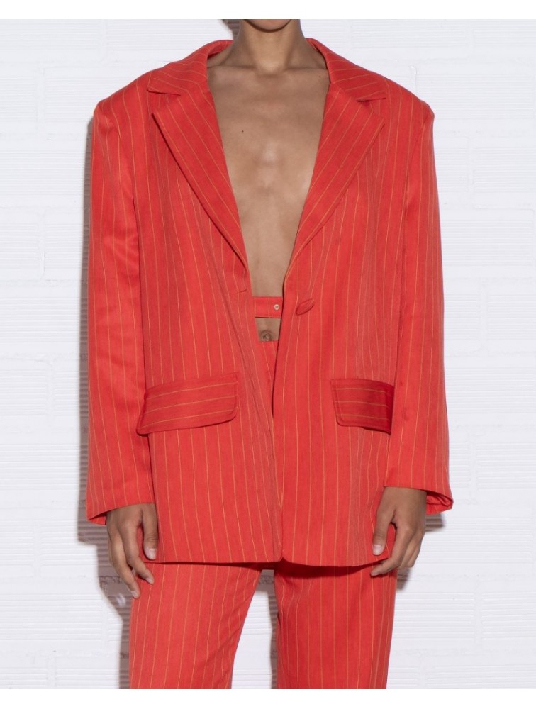 STUDIO 83 Skylar Blazer Orange Πορτοκαλί Μπλέιζερ με ρίγες