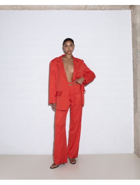 STUDIO 83 Skylar Pants Orange Πορτοκαλί Παντελόνα με ρίγες