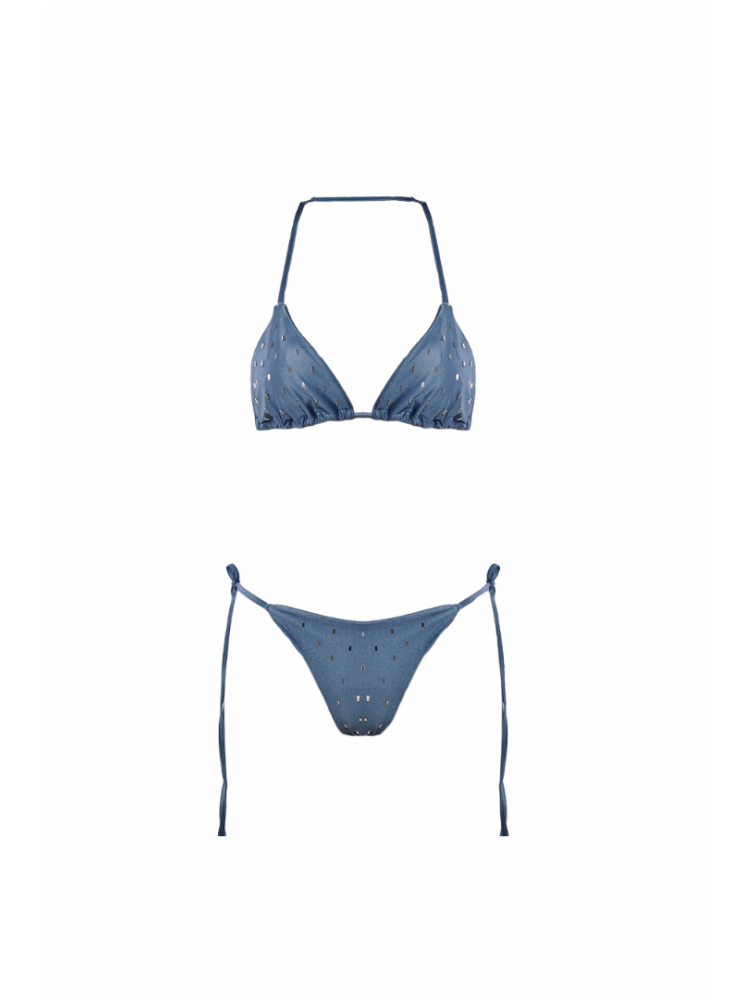 STUDIO 83 Tanned Strass Bikini Light Blue Μπλε Μπικίνι