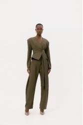 STUDIO 83 Tie Stripes Blazer Green Πράσινο Ριγέ Σακάκι