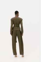 STUDIO 83 Tie Stripes Blazer Green Πράσινο Ριγέ Σακάκι
