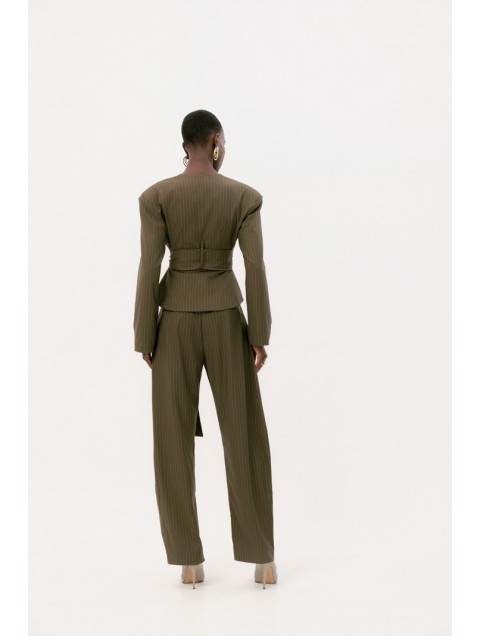 STUDIO 83 Tie Stripes Blazer Green Πράσινο Ριγέ Σακάκι