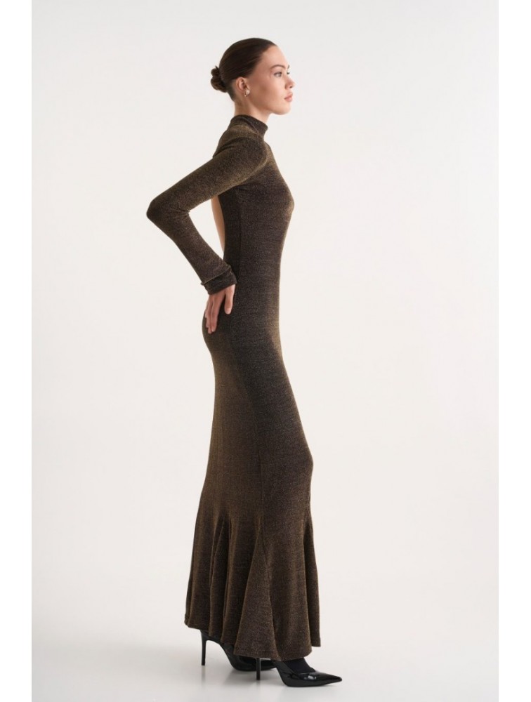 STUDIO 83 Vera Lurex Gold Dress Χρυσό Λούρεξ Φόρεμα