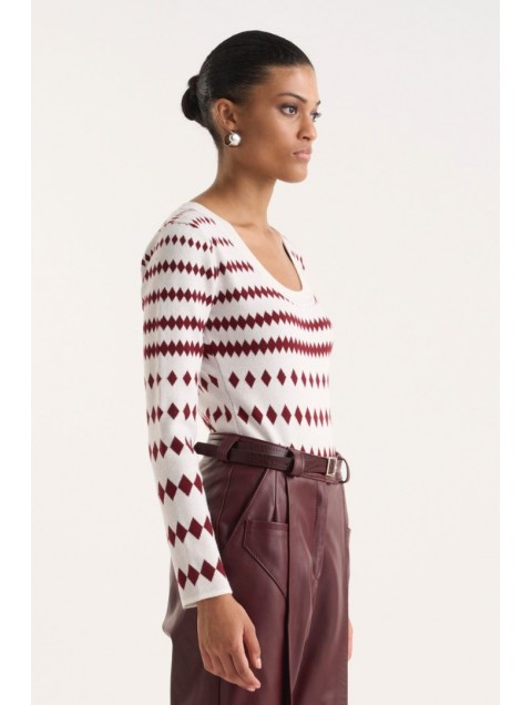STUDIO 83 Zoe Bordeaux Polygonic Bodysuit STUDIO 83 Zoe Bordeaux Polygonic Bodysuit