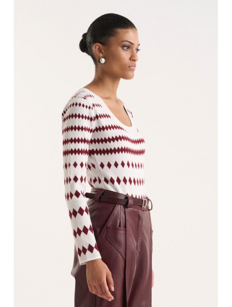 STUDIO 83 Zoe Bordeaux Polygonic Bodysuit