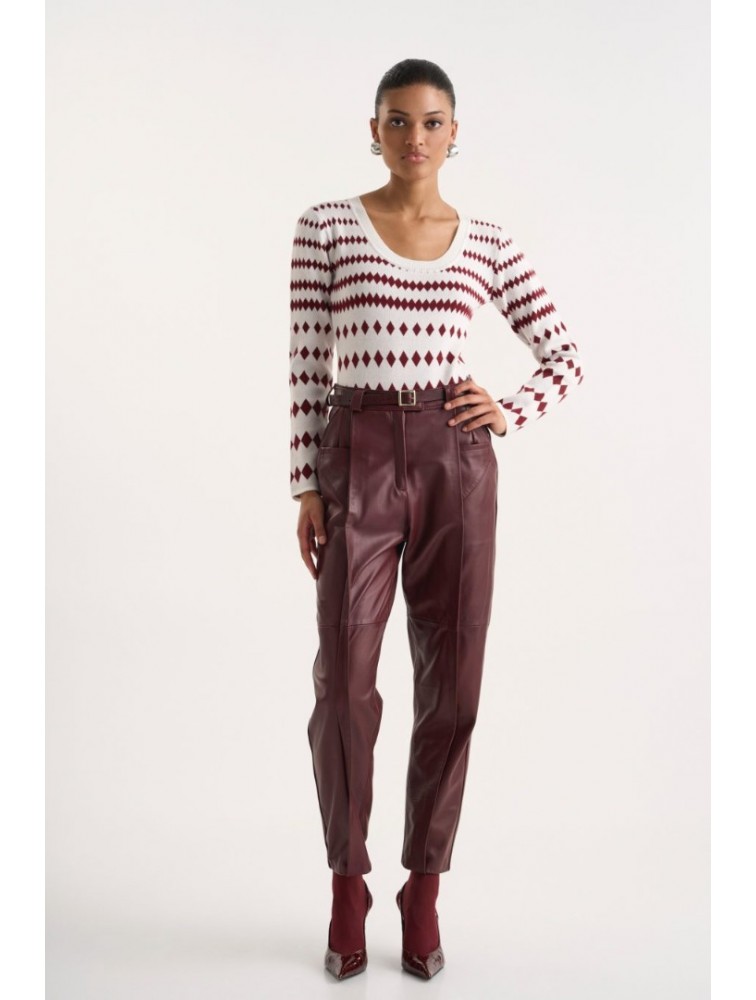 STUDIO 83 Zoe Bordeaux Polygonic Bodysuit