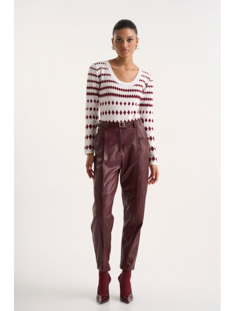 STUDIO 83 Zoe Bordeaux Polygonic Bodysuit