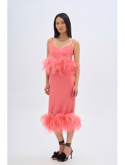 STUDIO 83 Loulou Coral rop Top Feathers