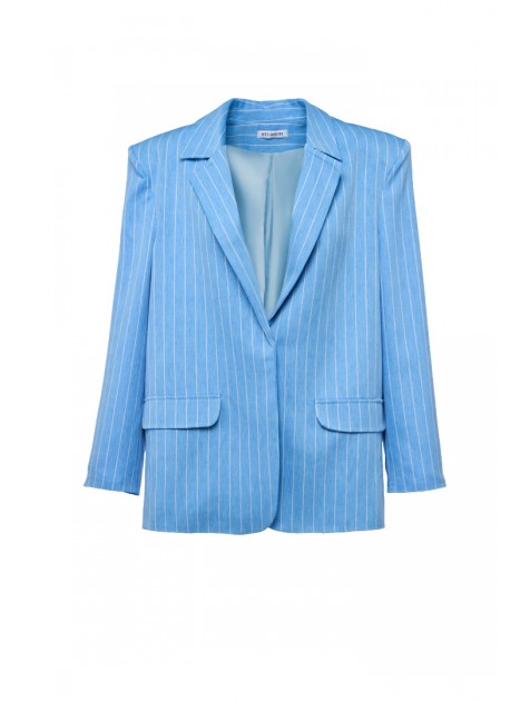 STUDIO 83 Stripes Suit Σιέλ Μπλέιζερ