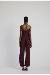 STUDIO 83 Stripes Burgundy Pants