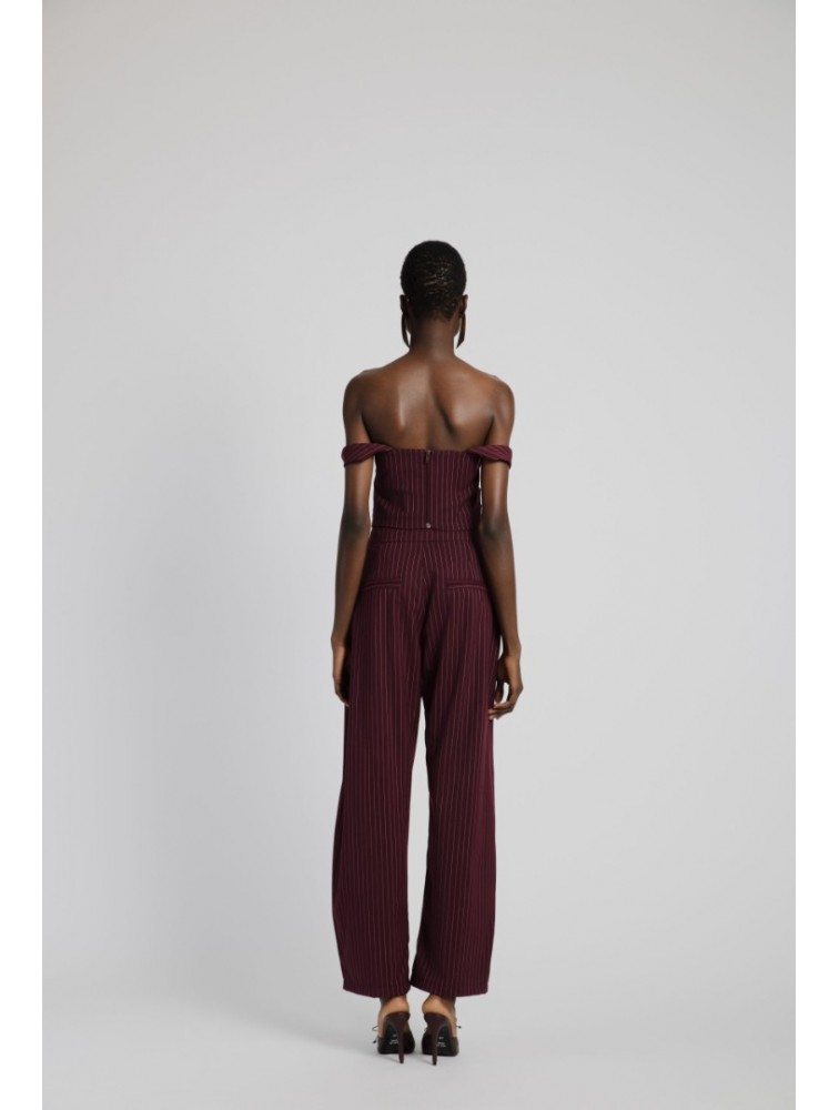 STUDIO 83 Stripes Burgundy Pants