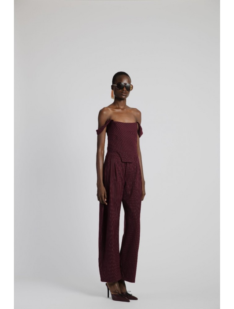 STUDIO 83 Stripes Burgundy Pants