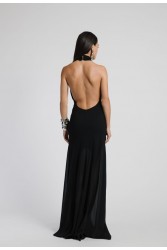 STUDIO 83 Turtleneck Sheer Black Dress Μαύρο Φόρεμα