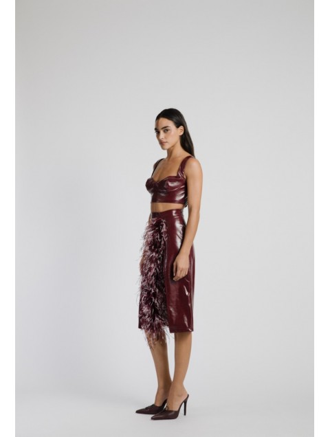 STUDIO 83 Vinyl Crop Bustier Burgundy Μπορντώ Μπούστο