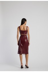 STUDIO 83 Vinyl Crop Bustier Burgundy