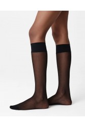 SWEDISH STOCKINGS 2 Pack Elin Premium Knee-Highs Black Μαύρες Διάφανες Κάλτσες