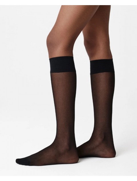 SWEDISH STOCKINGS 2 Pack Elin Premium Knee-Highs Black Μαύρες Διάφανες Κάλτσες