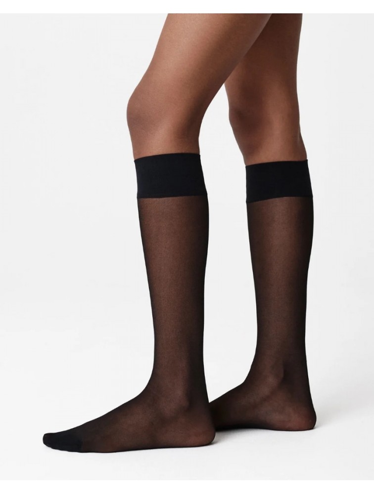 SWEDISH STOCKINGS 2 Pack Elin Premium Knee-Highs Black Μαύρες Διάφανες Κάλτσες