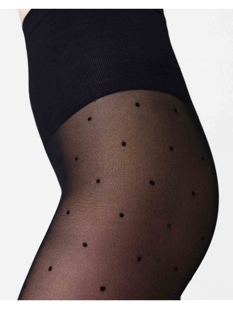 SWEDISH STOCKINGS Doris Dots Tights Black Μαύρο Πουά Καλσόν