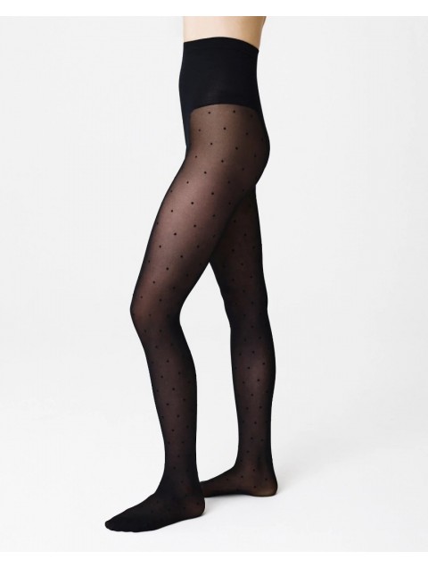 SWEDISH STOCKINGS Doris Dots Tights Black Μαύρο Πουά Καλσόν