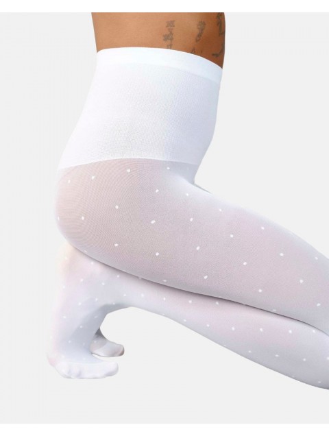 SWEDISH STOCKINGS Doris Dots Tights White Λευκό Πουά Καλσόν