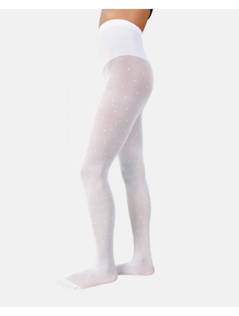 SWEDISH STOCKINGS Doris Dots Tights White Λευκό Πουά Καλσόν