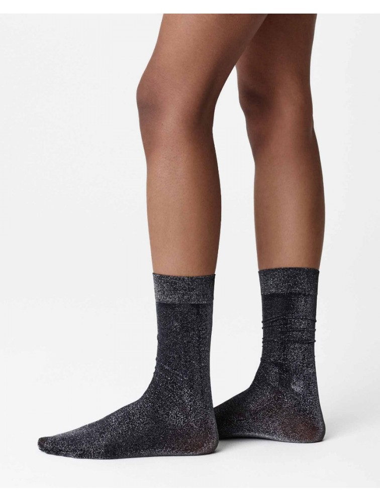 SWEDISH STOCKINGS Ines Shimmery Socks Black Μαύρες Γυαλιστερές Κάλτσες