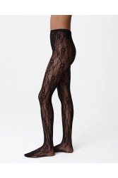 SWEDISH STOCKINGS Nova Lace Tights Black Μαύρο Δαντελένιο Καλσόν