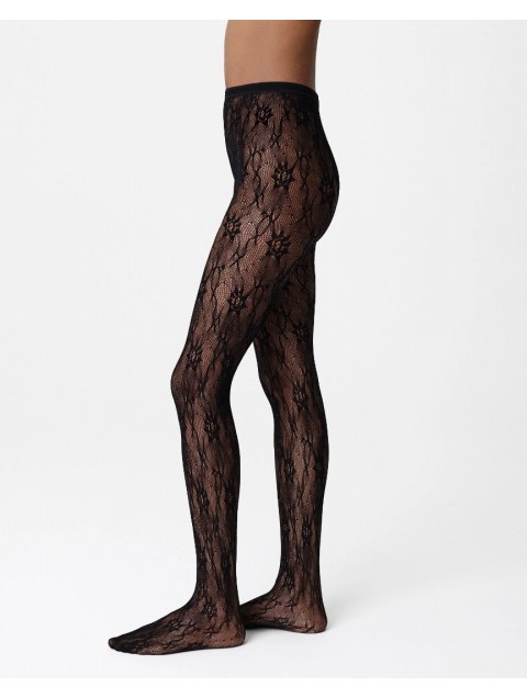 SWEDISH STOCKINGS Nova Lace Tights Black Μαύρο Δαντελένιο Καλσόν