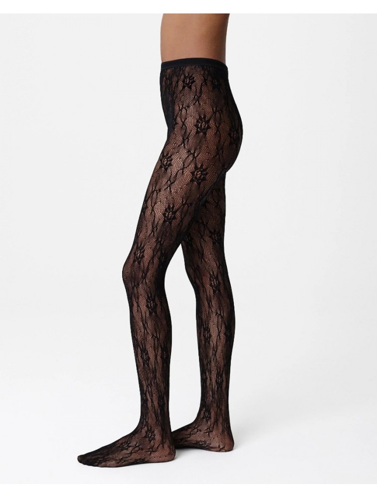SWEDISH STOCKINGS Nova Lace Tights Black Μαύρο Δαντελένιο Καλσόν