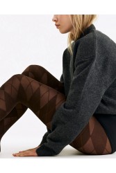 SWEDISH STOCKINGS Rebecka Argyle Tights Dark Brown