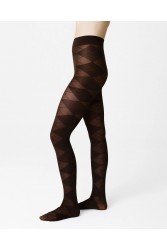 SWEDISH STOCKINGS Rebecka Argyle Tights Dark Brown