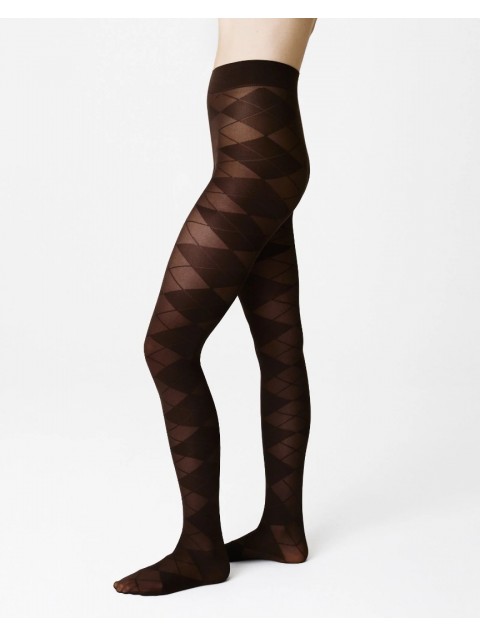 SWEDISH STOCKINGS Rebecka Argyle Tights Dark Brown Σκούρο Καφέ Καλσόν