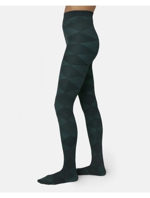SWEDISH STOCKINGS Rebecka Argyle Tights Dark Green Σκούρο Πράσινο Καλσόν