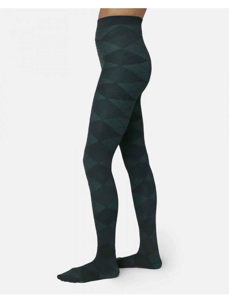 SWEDISH STOCKINGS Rebecka Argyle Tights Dark Green Σκούρο Πράσινο Καλσόν