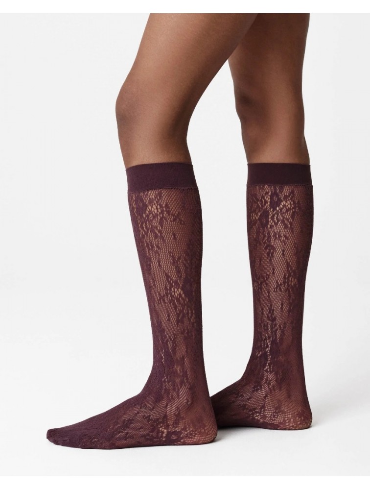 SWEDISH STOCKINGS Rosa Lace Knee-Highs Huckleberry Μωβ Δαντελένιες Κάλτσες