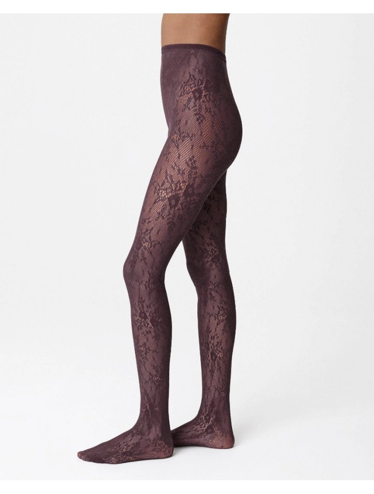 SWEDISH STOCKINGS Rosa Lace Tights Huckleberry Μωβ Δαντελένιο Καλσόν