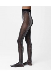 SWEDISH STOCKINGS Tora Shimmery Tights Black Silver Μαύρο Ασημί Μεταλλιζέ Καλσόν
