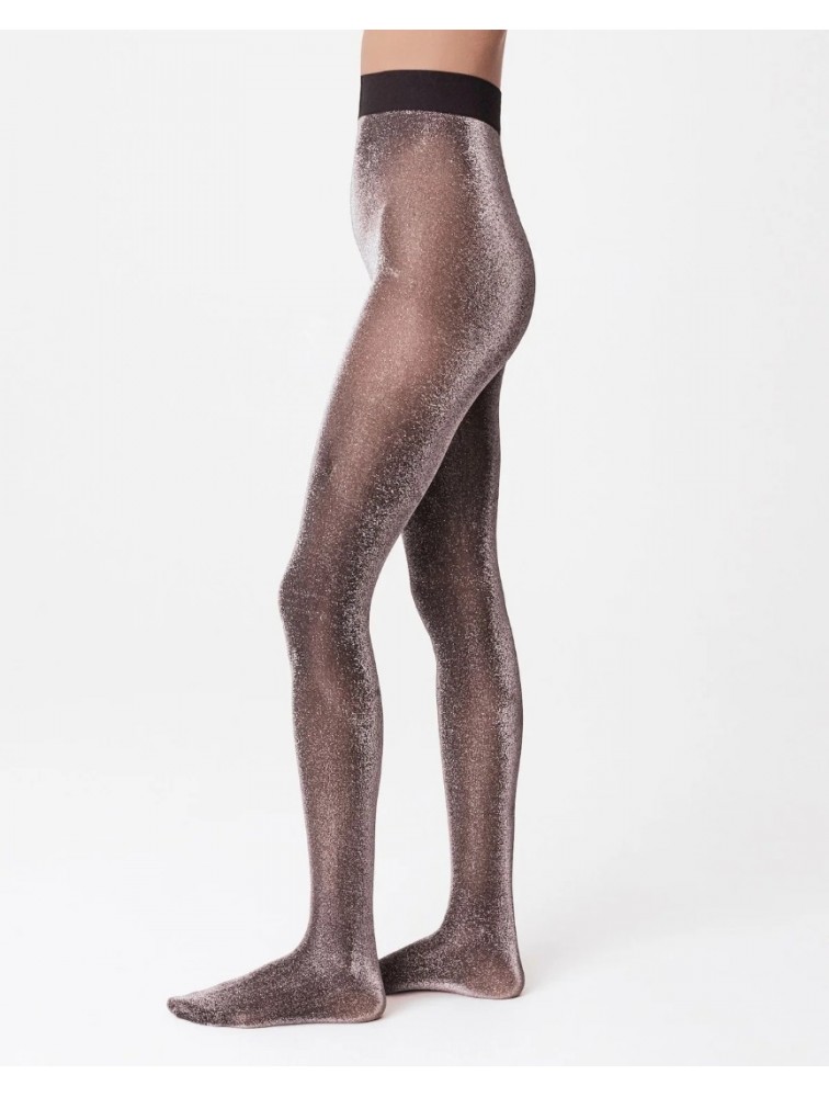 SWEDISH STOCKINGS Tora Shimmery Tights Mauve Silver Μωβ Ασημί Μεταλλιζέ Καλσόν