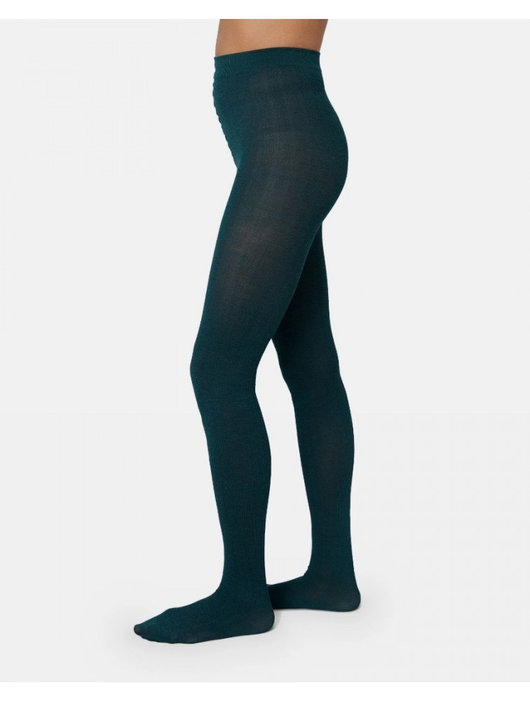 SWEDISH STOCKINGS Ylva Wool Fishbone Tights Dark Green Σκούρο Πράσινο Καλσόν
