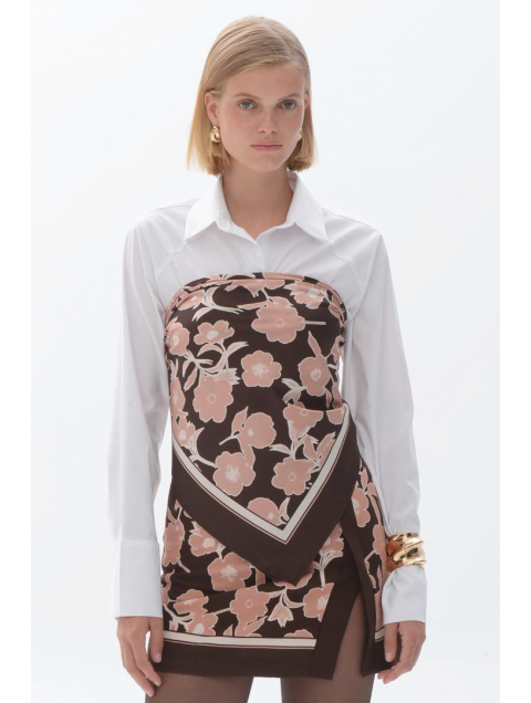 TRILOGY CLOTHING Alma Scarf Καφέ Φλοράλ Φουλάρι